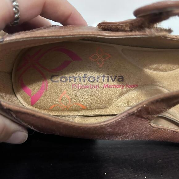 Comfortiva Alora Leather‎ Mary Jane Brown Patchwork Women's size 8.5 - Picture 7 of 9